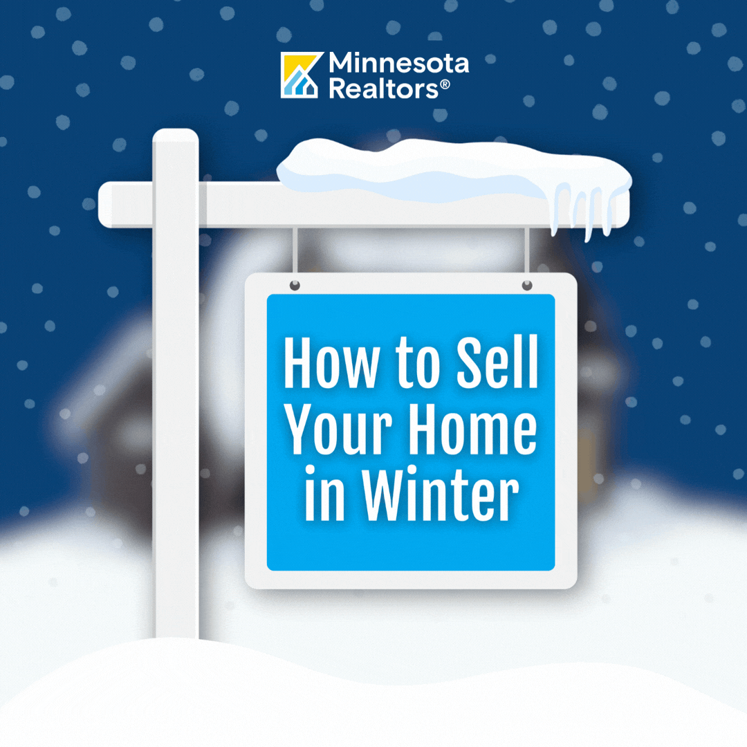 A graphic showing a yard sign in the snow that says 